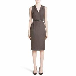 Max Mara SS/17 Dattero Dark Brown Belted Cotton Dress